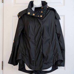 Ciao Milano Black Rain Jacket XS Gold Hardware Hooded Waterproof Coat